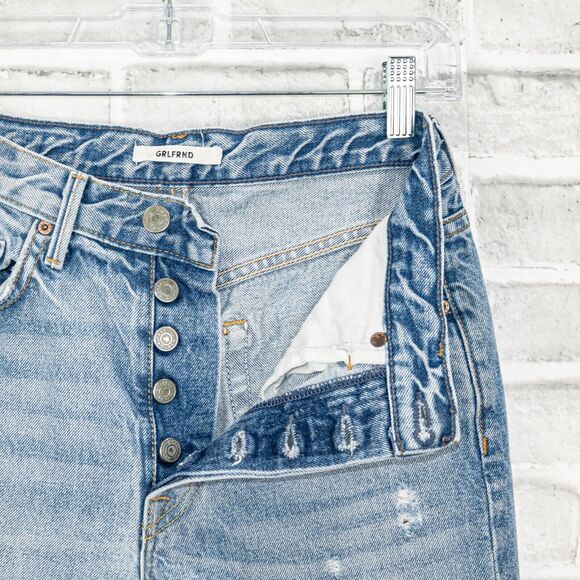 GRLFRND $215 Karolina High Rise Straight Crop Jeans A little more love Size 26 - Picture 2 of 12